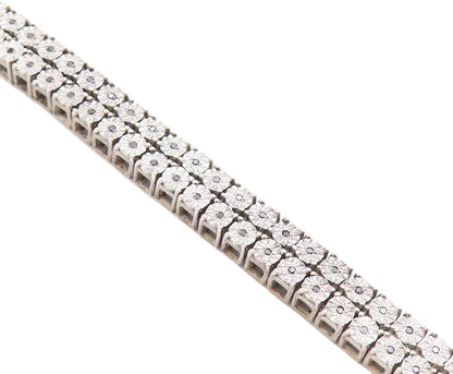 925 Sterling Silver Vintage Bracelet Floral Etched Band Black Diamonds  BT10630