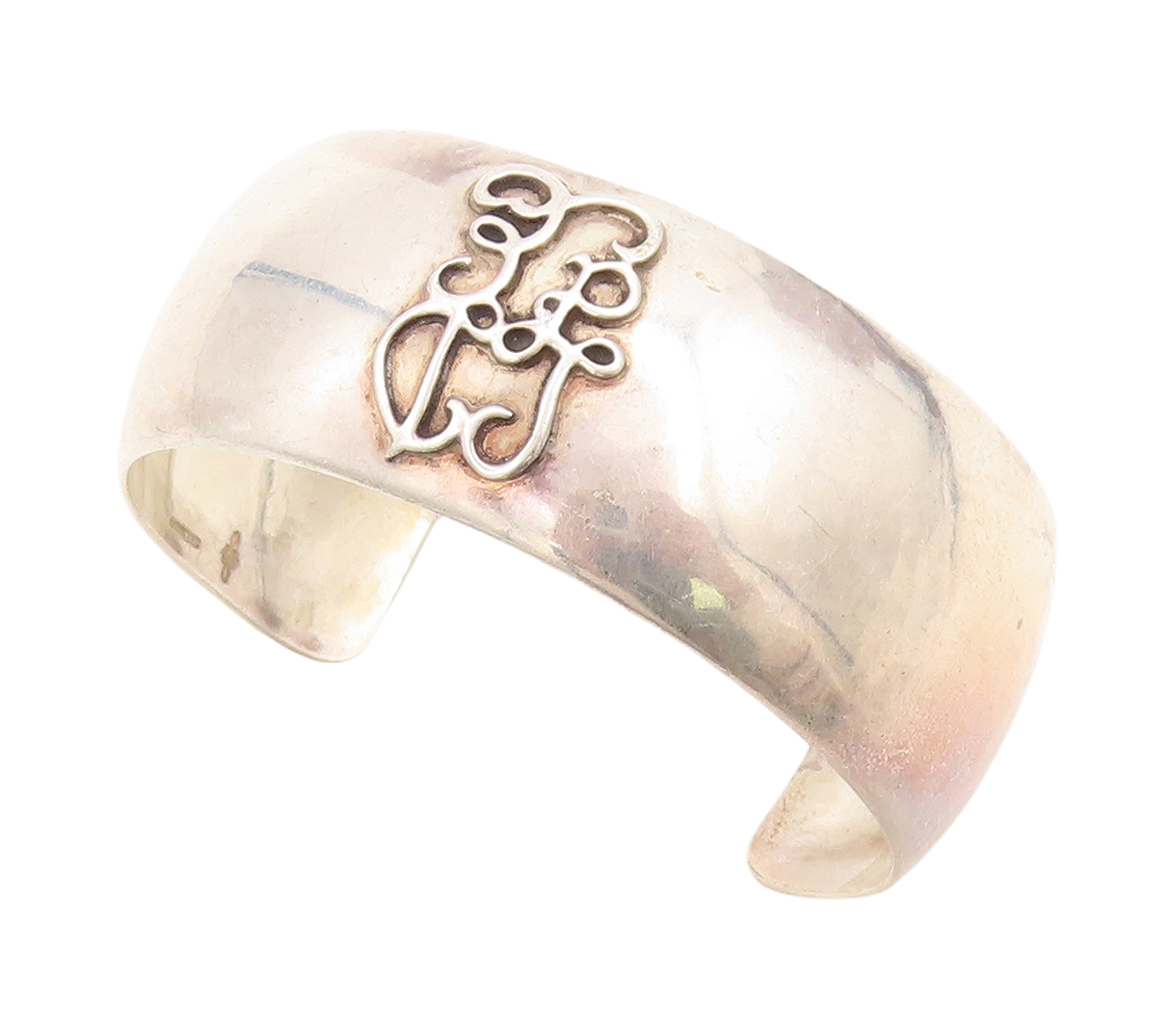 925 Sterling Silver Vintage Bracelet Solid Brutalist Design Carved Cuff  BT10942