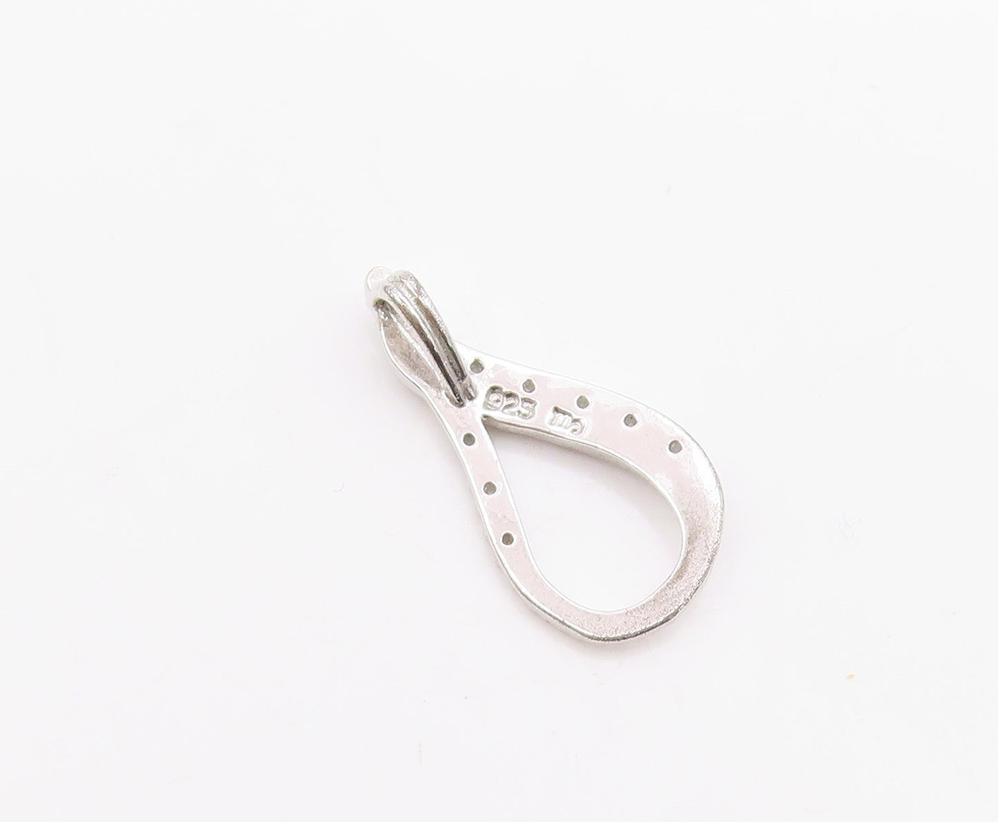 925 Sterling Silver  Shiny Genuine Diamonds Open Tear Drop Pendant  PT7928