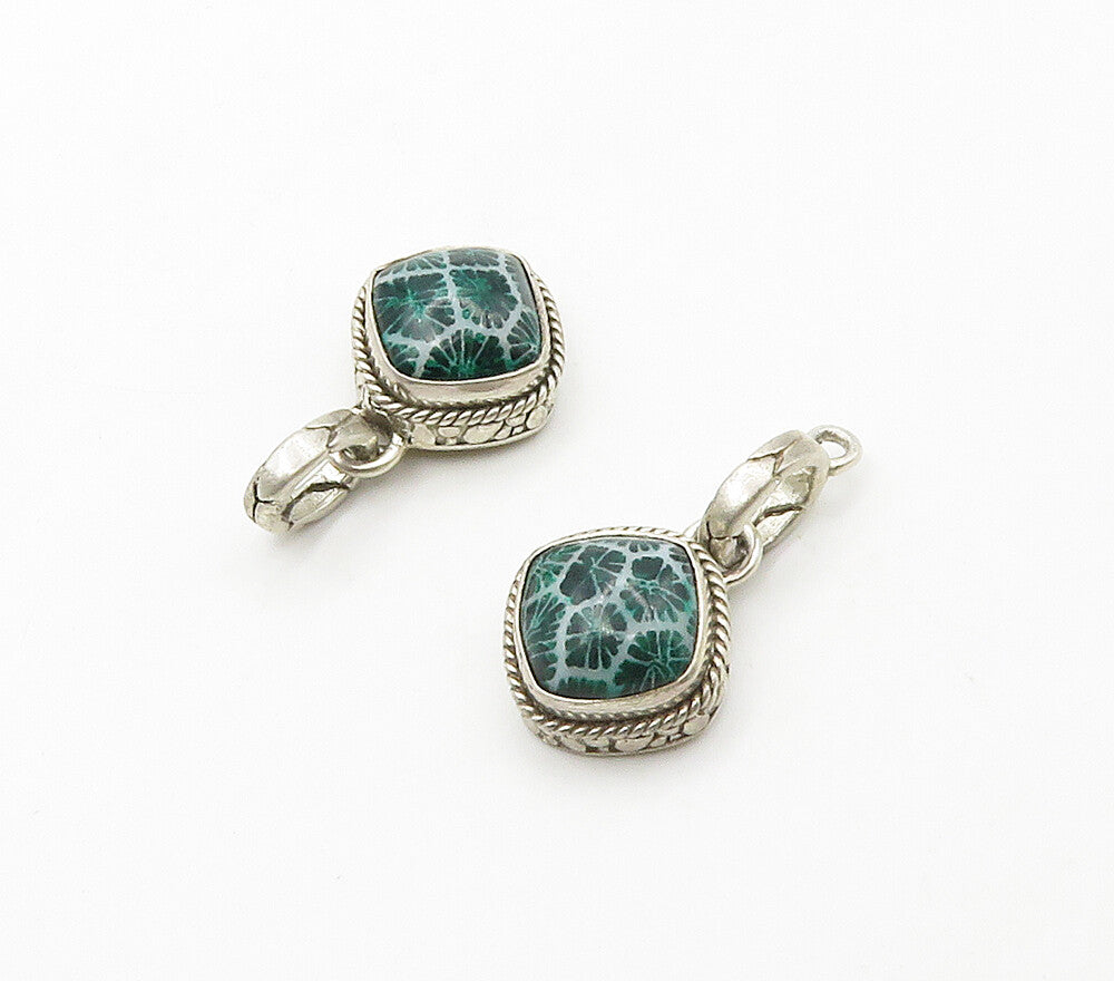 925 Sterling Silver  Vintage Enamel Coated Design Dangle Earrings  EG8067