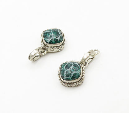 925 Sterling Silver  Vintage Enamel Coated Design Dangle Earrings  EG8067