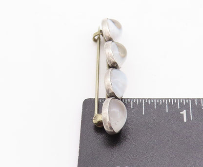 925 Sterling Silver Vintage Brooch Pin Oval Cabochon Cat's Eye Band  BP11370