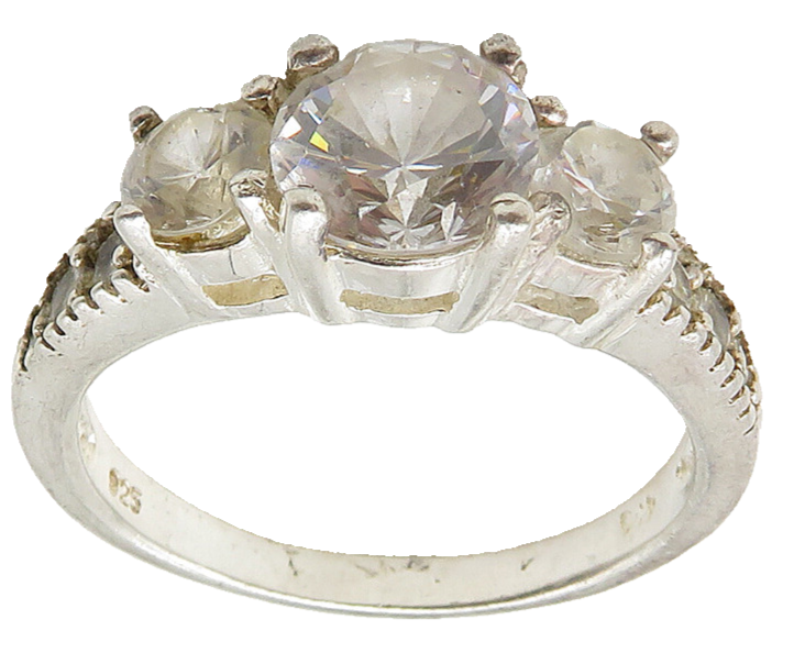 925 Sterling Silver  Vintage Cubic Zirconia Graduated Band Ring Sz 9  RG10432
