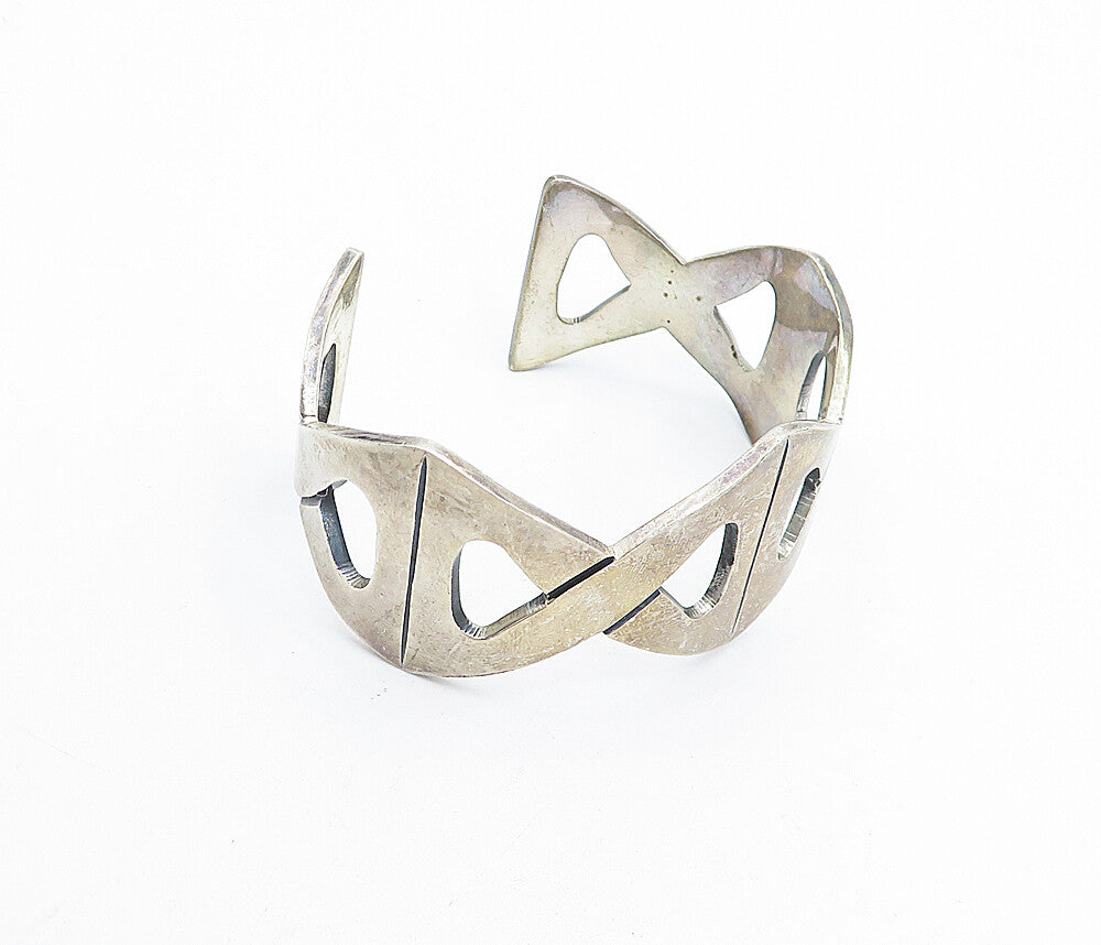 925 Sterling Silver  Vintage Dark Tone Infinity Design Cuff Bracelet  BT1549