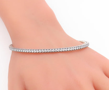 925 Sterling Silver Vintage Bracelet PANDORA CZ Elegant Eternity Bangle  BT11767