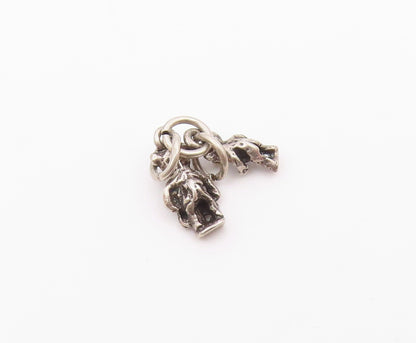 925 Sterling Silver  Vintage Male & Female Bear Charm Pendant  PT21191