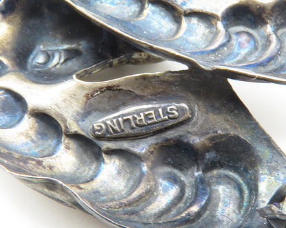 925 Sterling Silver  Vintage Dark Tone Double Horses Head Brooch Pin  BP5432