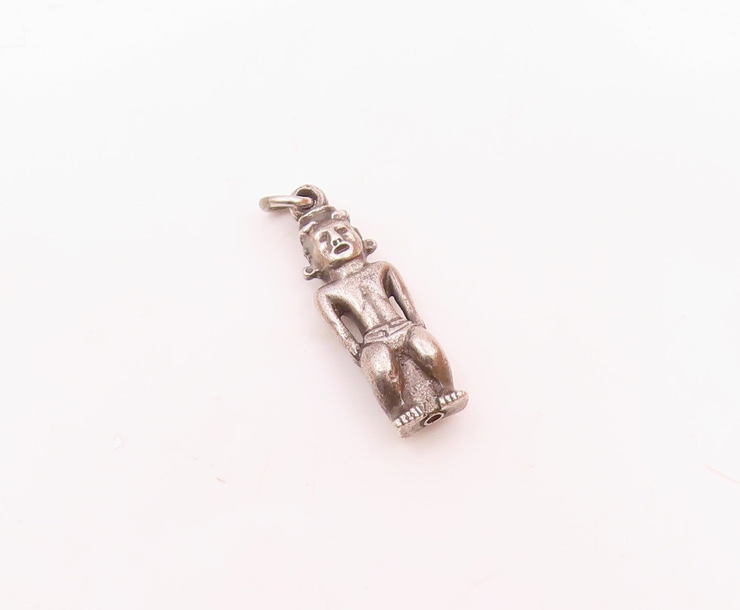 925 Sterling Silver  Vintage Sitting Tribal Man Charm Pendant  PT20277