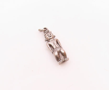 925 Sterling Silver  Vintage Sitting Tribal Man Charm Pendant  PT20277