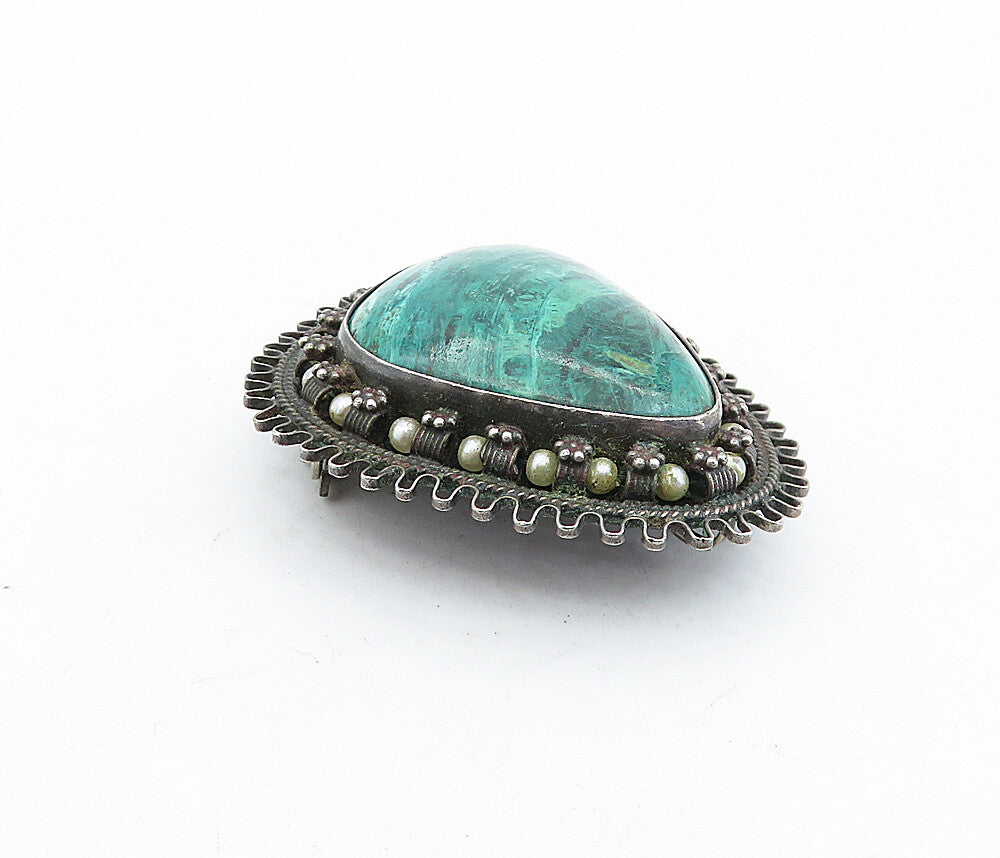 ISRAEL 925 Sterling Silver  Vintage Eilat & Petite Pearls Brooch Pin  BP1581