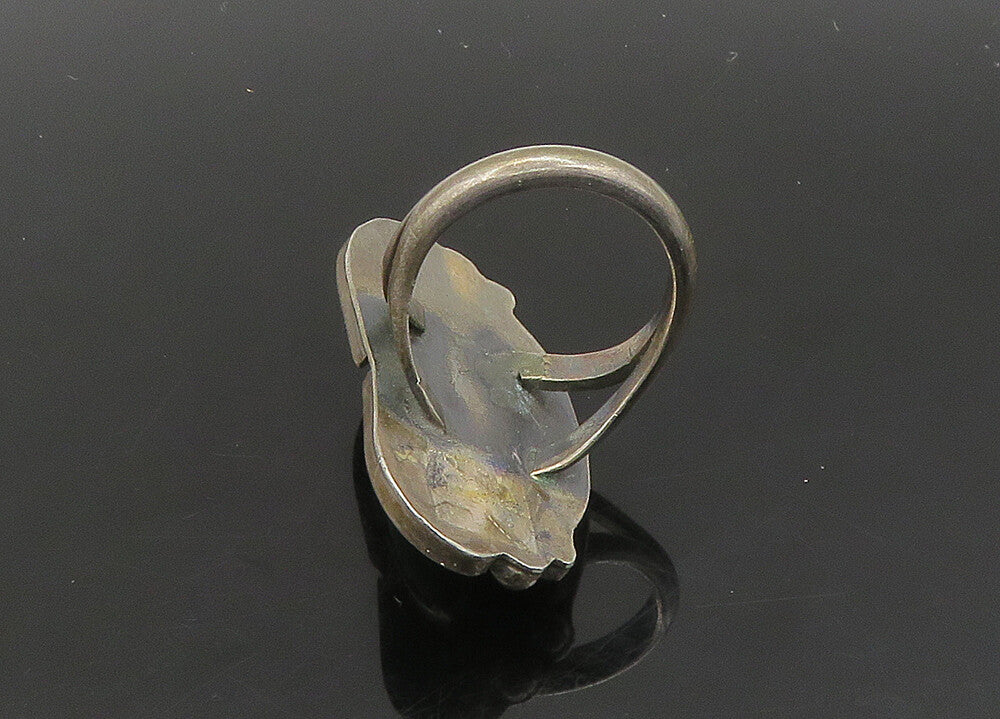 NAVAJO 925 Silver   Vintage Turquoise Petite Cocktail Ring Sz 4.5  RG23031