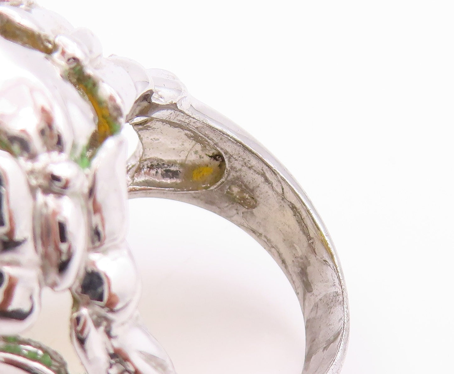 925 Sterling Silver Vintage Ring Modernist Large Oval Citrine  Sz 7.5  RG32344