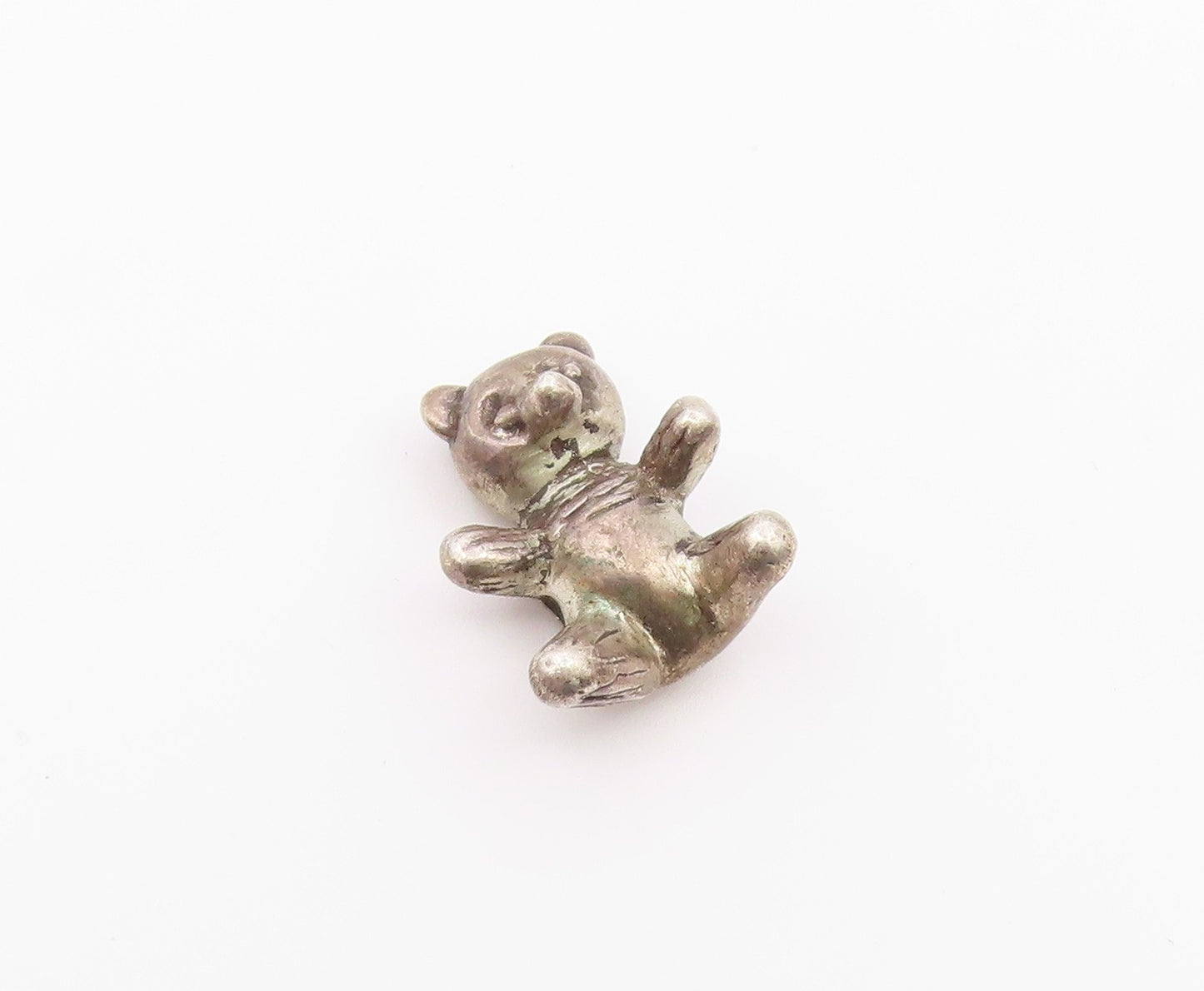 925 Sterling Silver  Vintage Petite Dark Tone Teddy Bear Pendant  PT17298