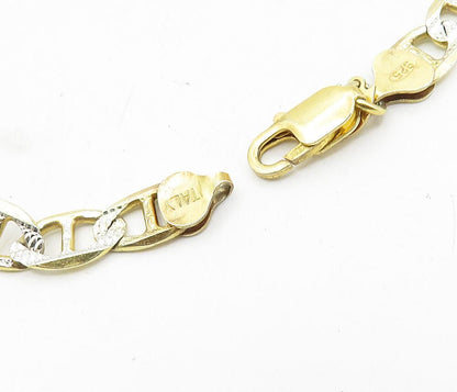 925 Sterling Silver  Diamond Cut Two Tone Anchor Link Chain Necklace  NE1661