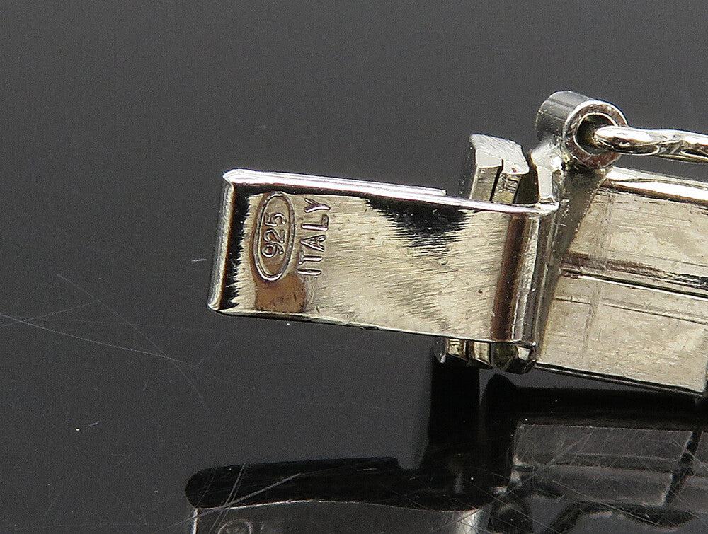 925 Sterling Silver  Vintage Two Tone Square Pattern Necklace  NE3815