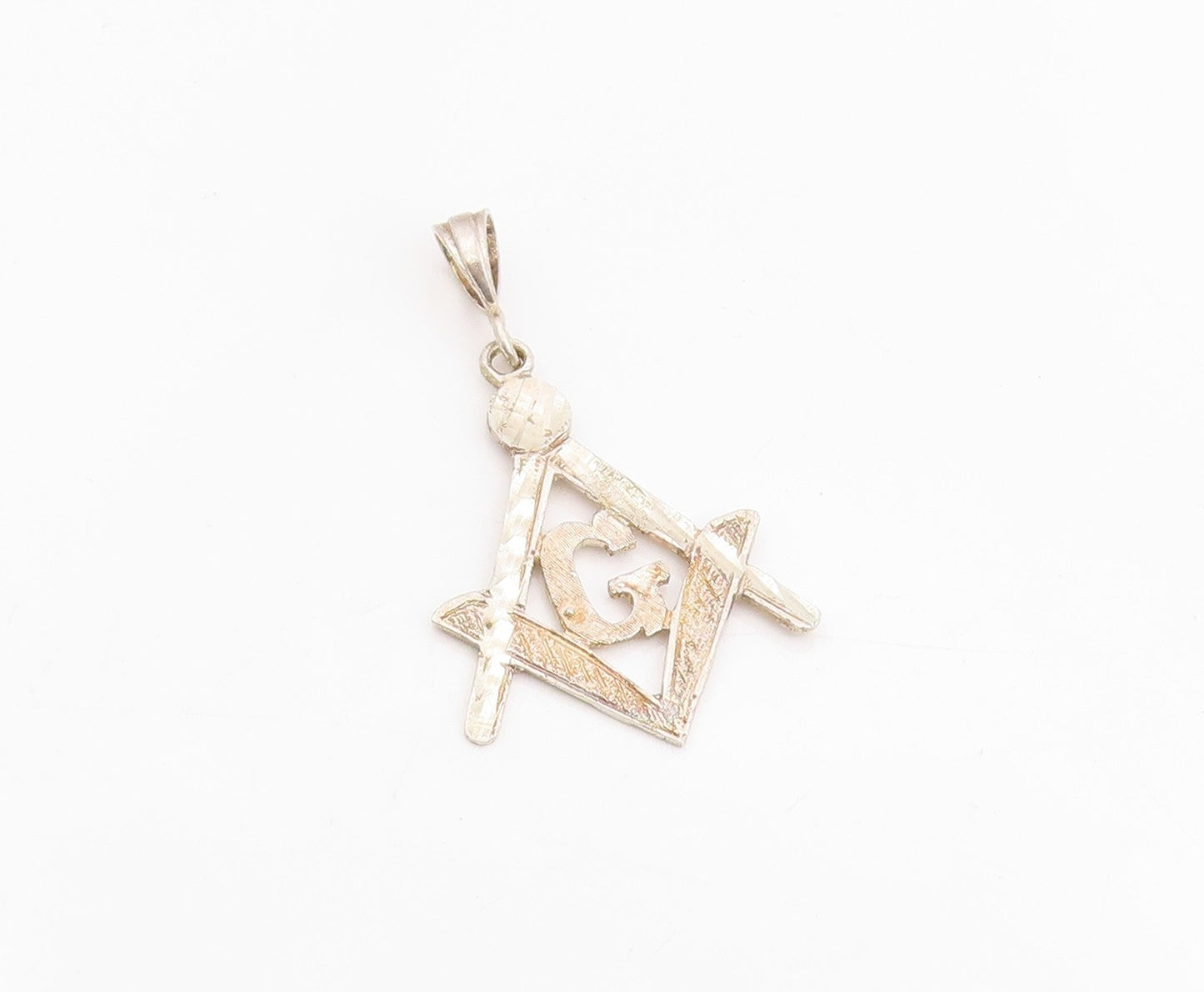 925 Sterling Silver Vintage Pendant FREEMASON Masonic G Square Symbol  PT25152