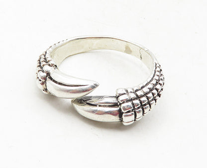 925 Sterling Silver  Vintage Shiny Bird Claw Large Bypass Ring Sz 14  RG9420