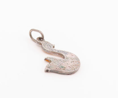 925 Sterling Silver Vintage Pendant Enameled Cutout Duck Charm  PT24287