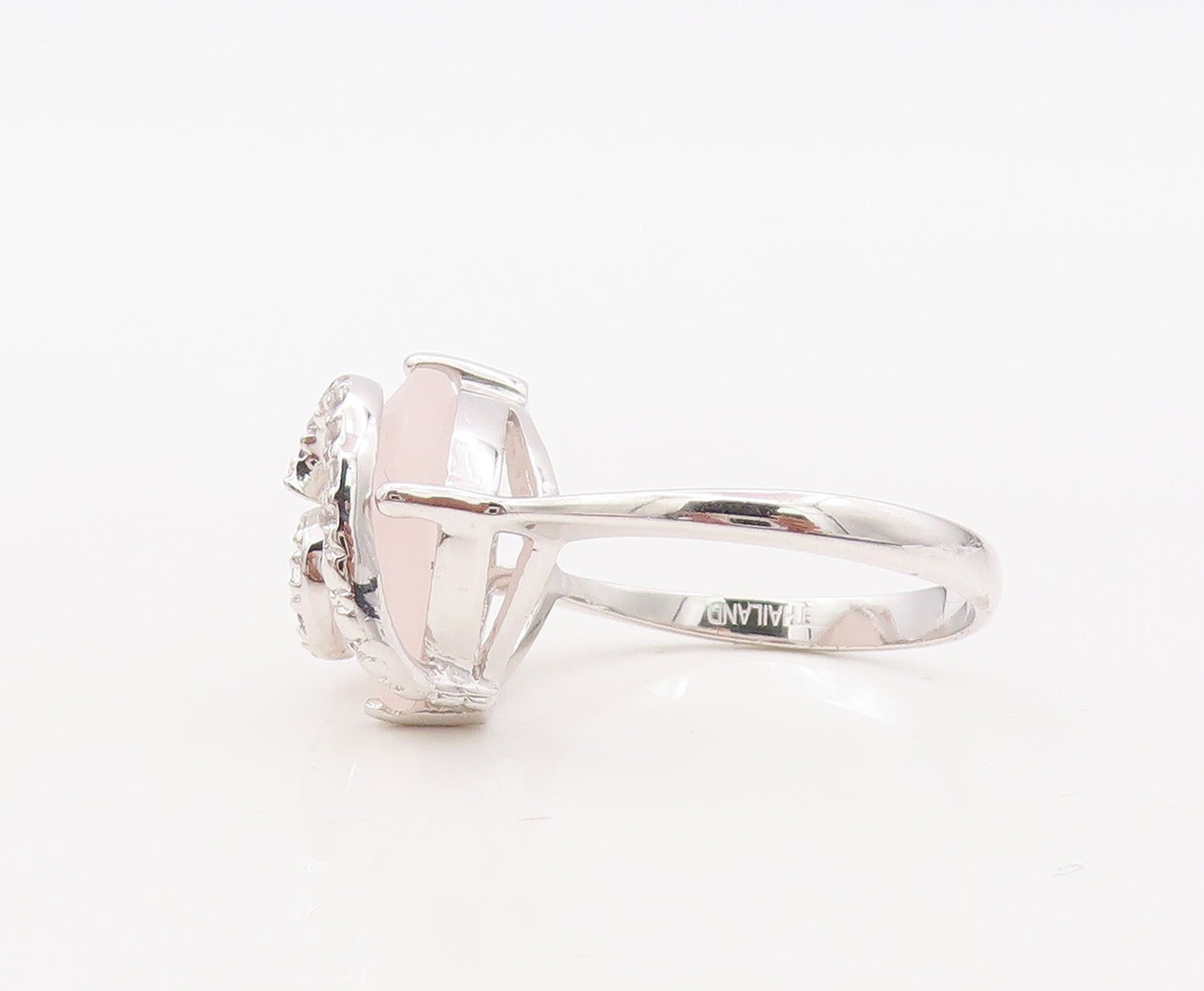 925 Sterling Silver Vintage Ring Designer CZ Swirl & Pink Gemstone  Sz 7 RG30647