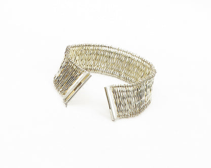 DAVID SIGAL 925 Sterling Silver  Vintage Shiny Bar Link Chain Bracelet  BT6758
