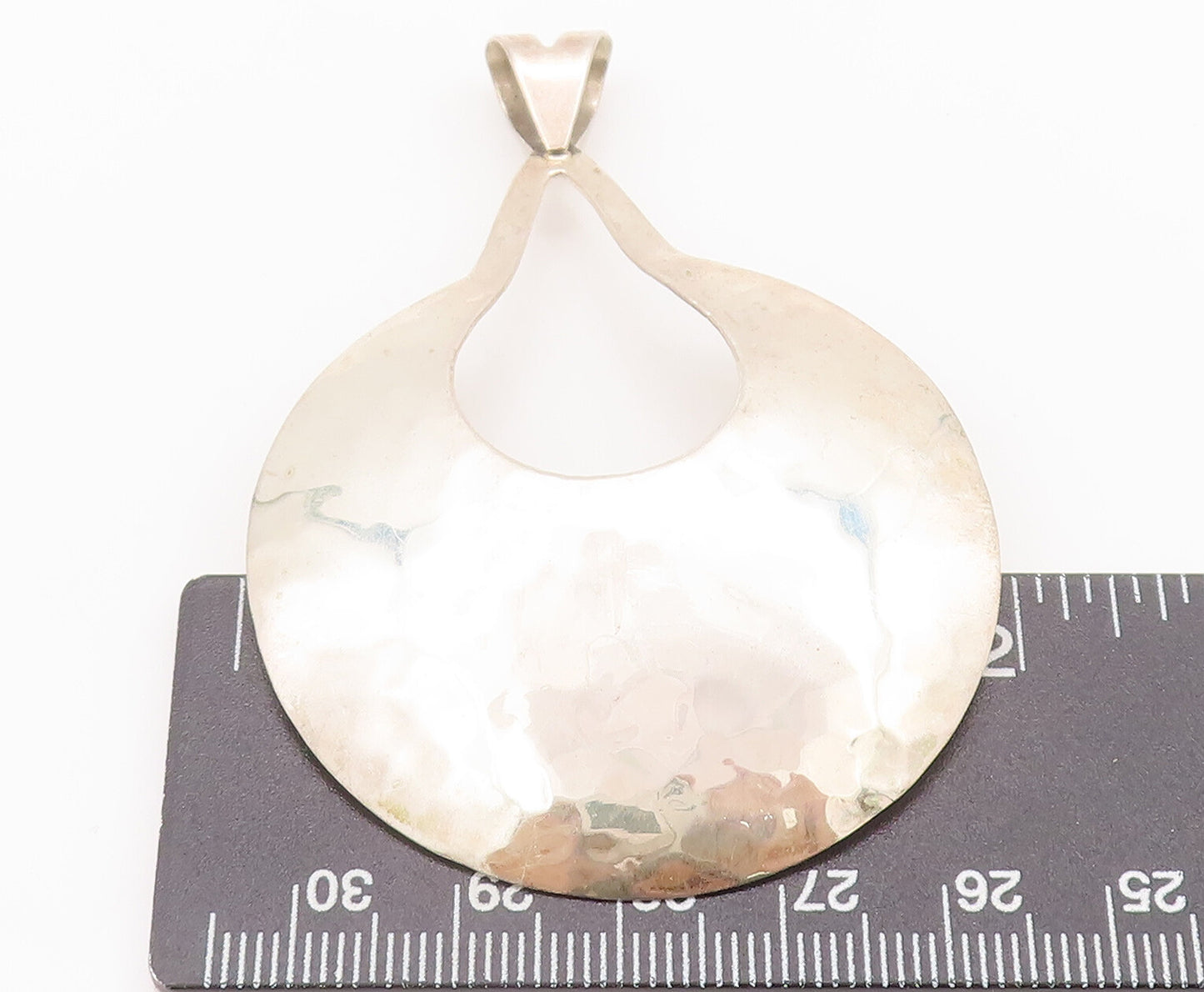 925 Sterling Silver Vintage Pendant MEXICO Minimalist Solid Round Drop  PT22654