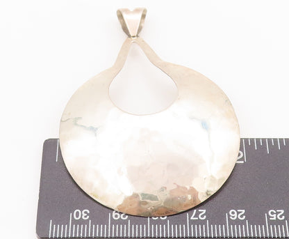925 Sterling Silver Vintage Pendant MEXICO Minimalist Solid Round Drop  PT22654