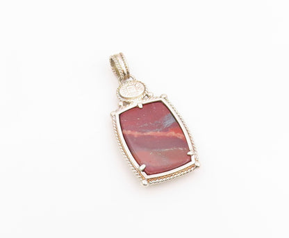 925 Sterling Silver Vintage Pendant WHITNEY KELLY Jasper & Garnet Charm  PT25675