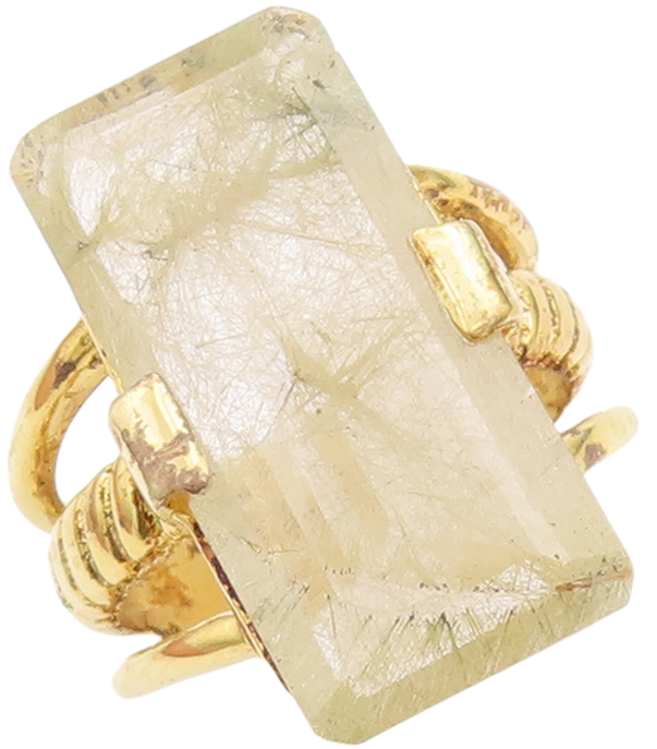 925 Sterling Silver Vintage Ring Gold Plated Split Shank Gemstone Sz 8  RG29052