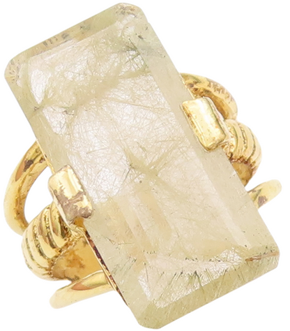 925 Sterling Silver Vintage Ring Gold Plated Split Shank Gemstone Sz 8  RG29052