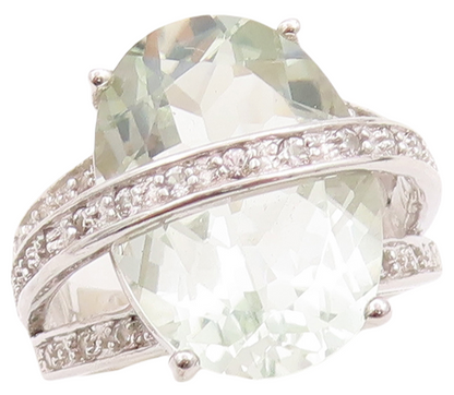 925 Sterling Silver Vintage Ring Oval Cut Gemstone Topaz Band  Sz 7  RG29800