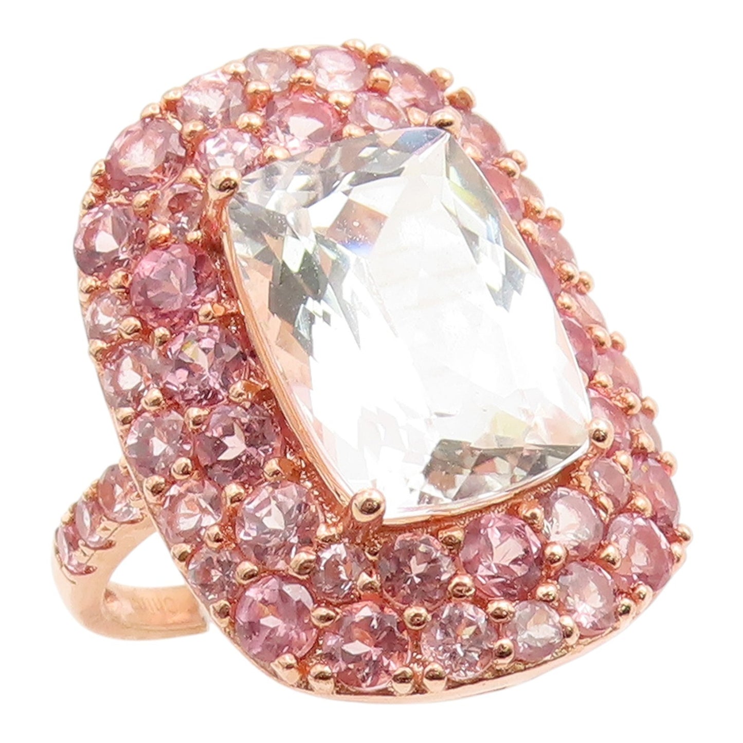 925 Sterling Silver Vintage Ring Rose Gold Plated Real Gemstone  Sz 8  RG35487