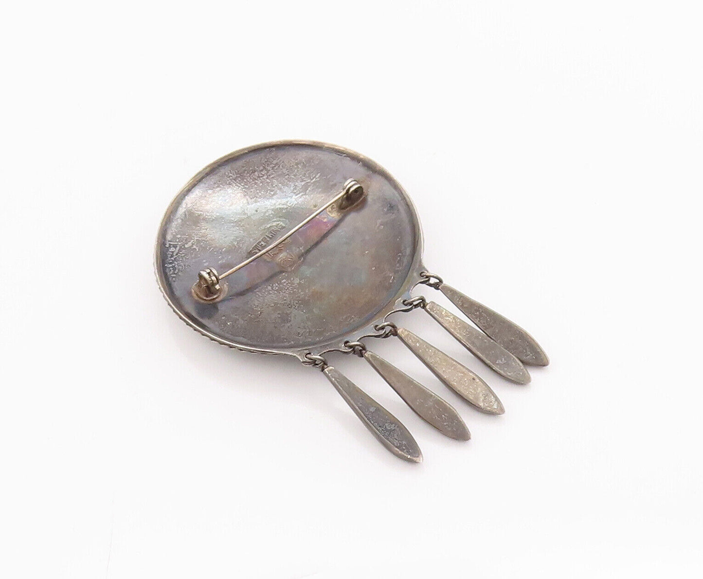 925 Sterling Silver Vintage Brooch Pin DAMASO GALLEGOS Amethyst Carved  BP10852