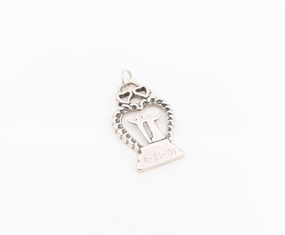925 Sterling Silver Vintage Pendant Cutout Couple In Love Heart  PT24288