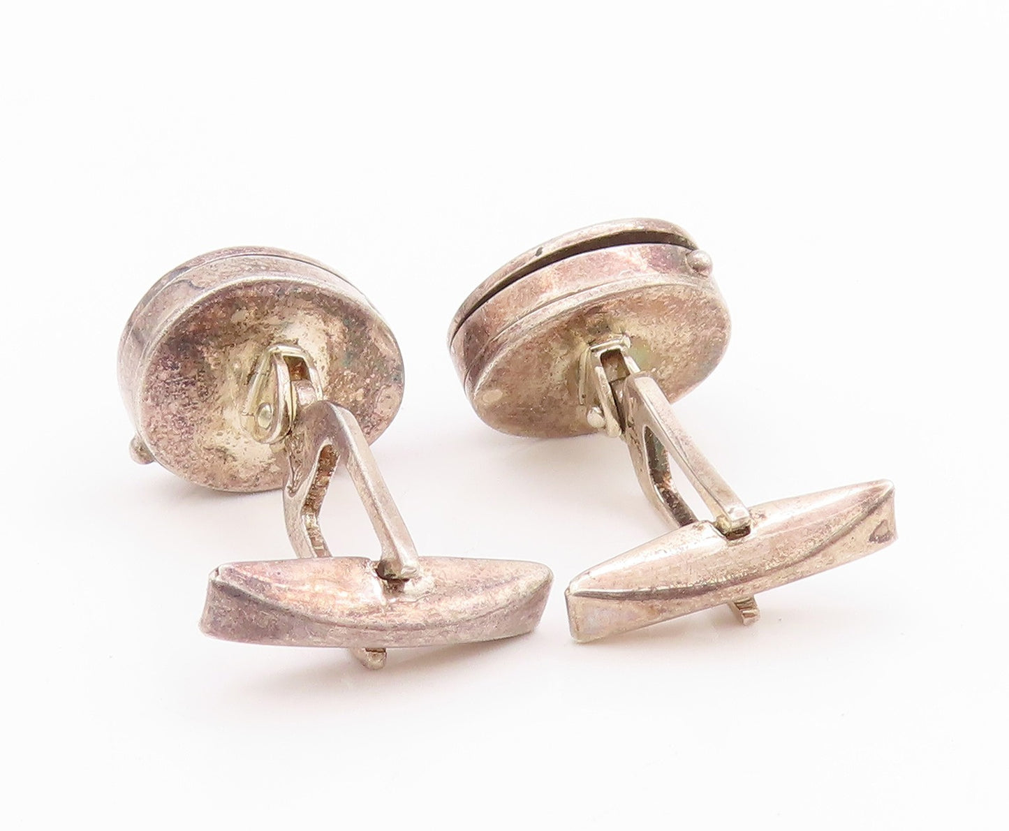 925 Sterling Silver Vintage Cuff Links Black Onyx Minimalist Sleek Pairs  TR3994