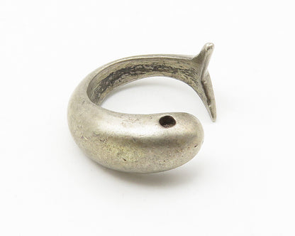 925 Sterling Silver  Vintage Dark Tone Dolphin Motif Band Ring Sz 4  RG10325