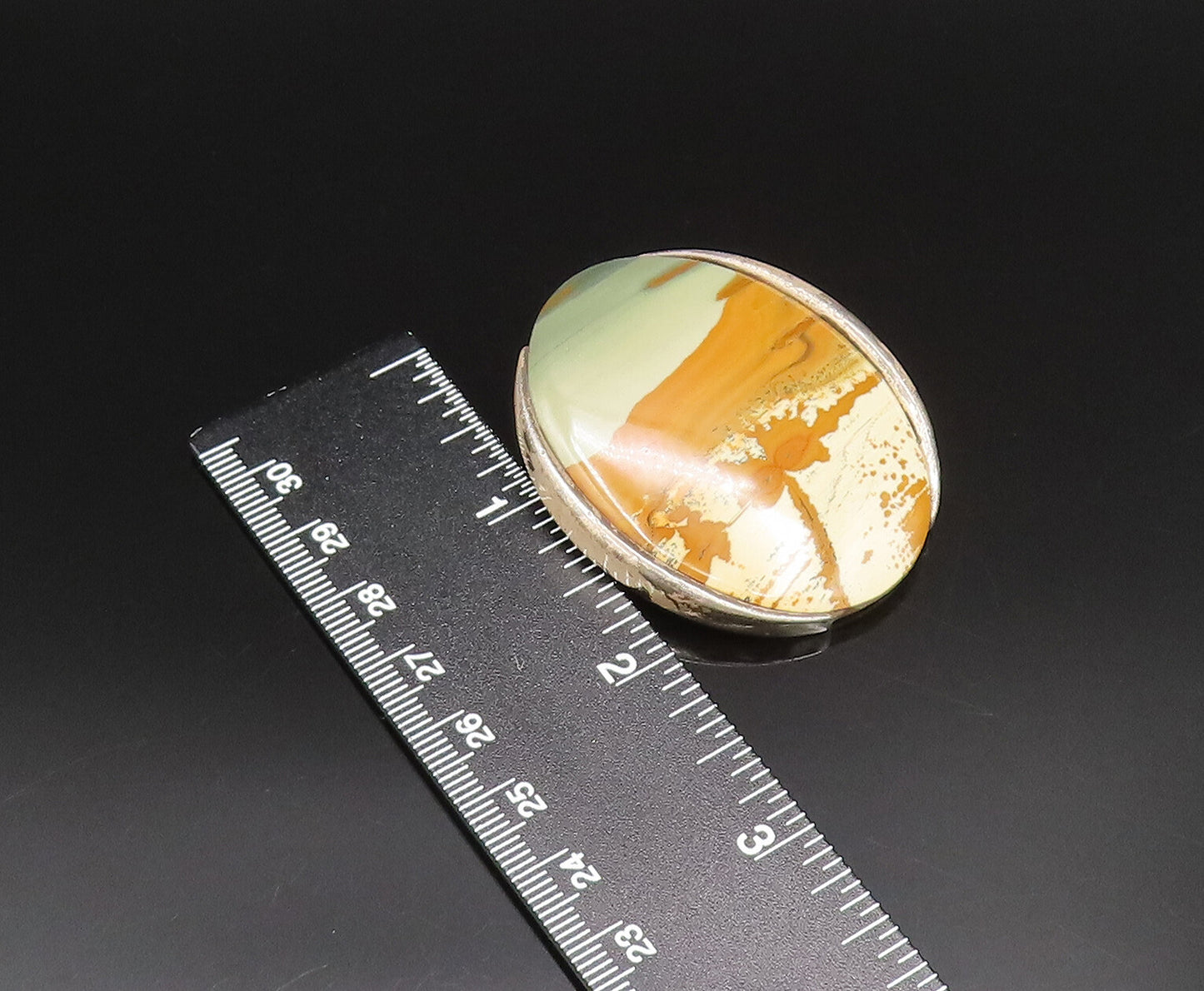 925 Sterling Silver  Vintage Unique Oval Owyhee Picture Jasper Brooch Pin BP9974