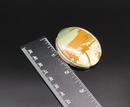 925 Sterling Silver  Vintage Unique Oval Owyhee Picture Jasper Brooch Pin BP9974