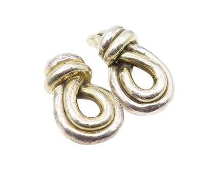 925 Sterling Silver  Vintage Knot Loop Design Non Pierce Drop Earrings  EG5872