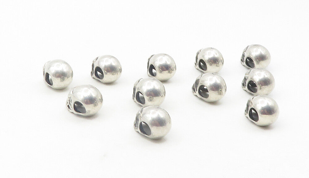 925 Sterling Silver  Vintage Lot Of 11 Shiny Skull Head Slide Pendants  PT9512