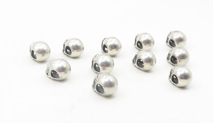 925 Sterling Silver  Vintage Lot Of 11 Shiny Skull Head Slide Pendants  PT9512