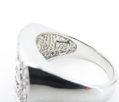925 Sterling Silver  White Topaz Shiny Square Dome Band Ring Sz 6  RG6379