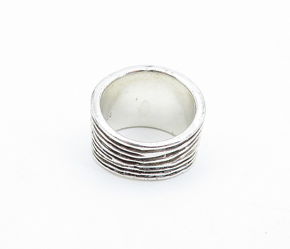 925 Sterling Silver  Vintage Modernist Wavy Tapered Band Ring Sz 6  RG4759