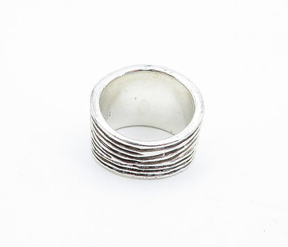 925 Sterling Silver  Vintage Modernist Wavy Tapered Band Ring Sz 6  RG4759
