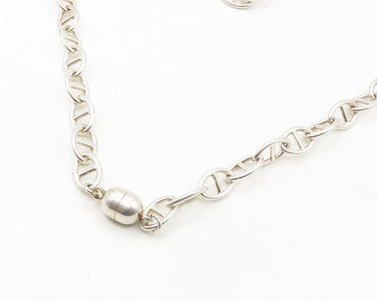 925 Sterling Silver  Shiny Magnetic Closure Anchor Link Chain Necklace  NE2706