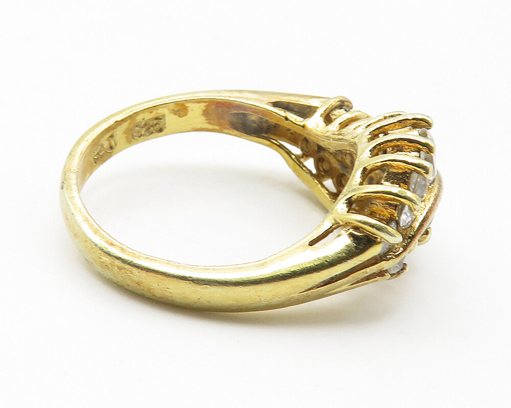 PAJ 925 Silver  Vintage Cubic Zirconia Gold Plated Band Ring Sz 7  RG11614