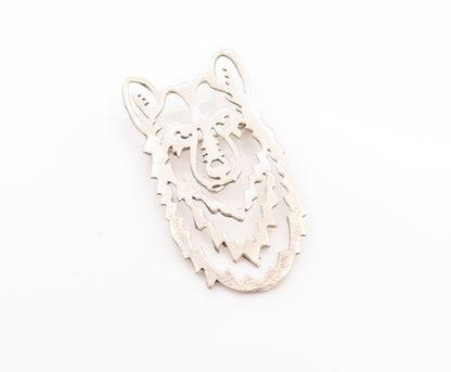 925 Sterling Silver Vintage Brooch Stencil Cutout Wolf Head BP11632