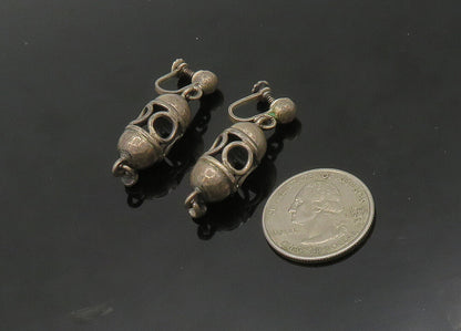 TAXCO 925 Sterling Silver  Vintage Dark Tone Non Pierce Drop Earrings  EG10282