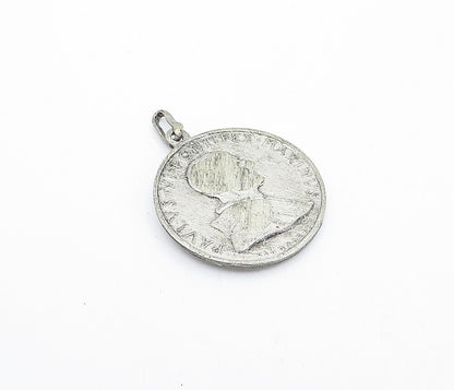 925 Sterling Silver  Vintage Antique Oxidized Saint Christopher Pendant PT3074