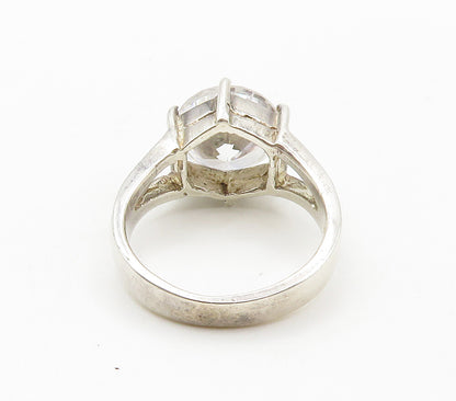 925 Sterling Silver  Prong Set Cubic Zirconia Cocktail Ring Sz 6  RG15356