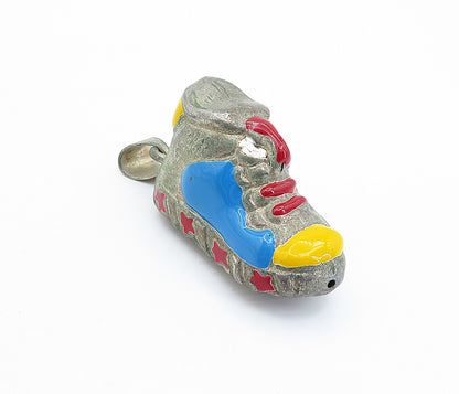 925 Sterling Silver  Vintage Enamel Coated Sneaker Shoe Motif Pendant  PT4221